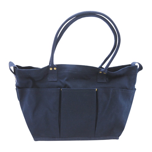 ジェイワークスプランニング キャンバストートバッグ 厚手 マルチポケット M ネイビー JW010 1個(ご注文単位1個)【直送品】