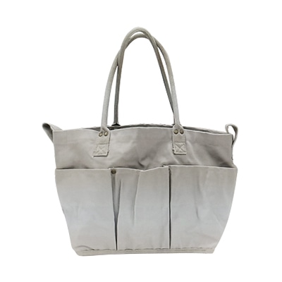 ジェイワークスプランニング キャンバストートバッグ 厚手 マルチポケット M グレー JW010 1個(ご注文単位1個)【直送品】