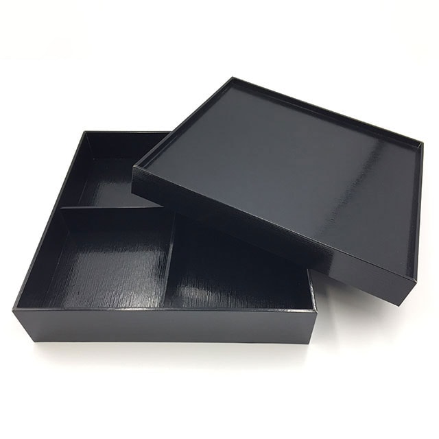 仕出容器 黒漆 貼箱 四つ仕切 7寸 10個/袋（ご注文単位4袋