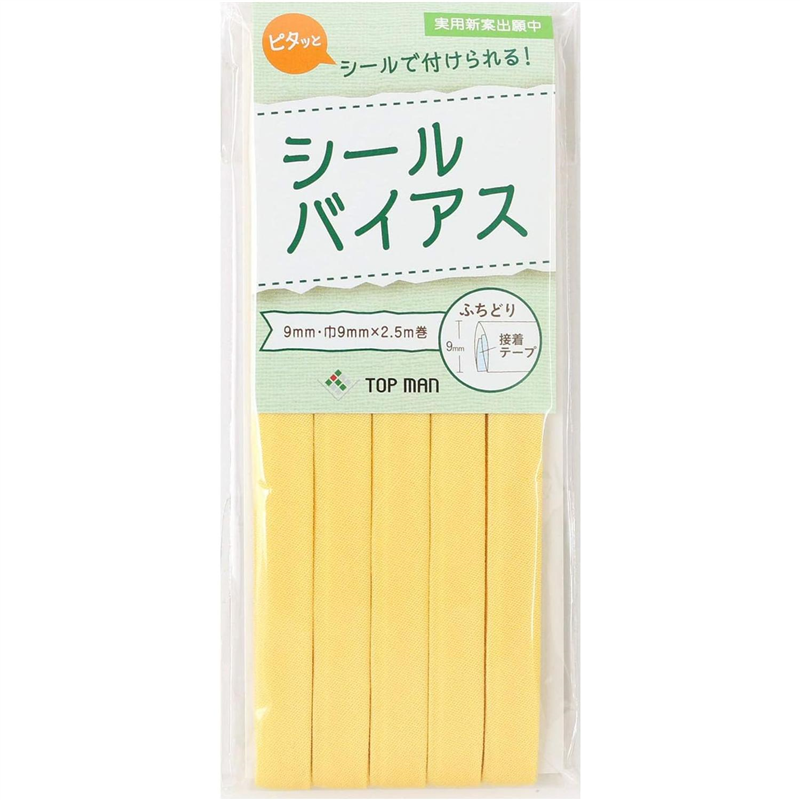 トップマン工業株式会社 シールバイアス 9mm巾 ミモザイエロー TM012-3 1枚(ご注文単位1枚)【直送品】