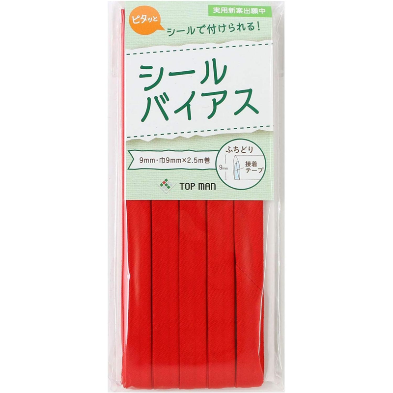 トップマン工業株式会社 シールバイアス 9mm巾 レッド TM012-6 1枚(ご注文単位1枚)【直送品】
