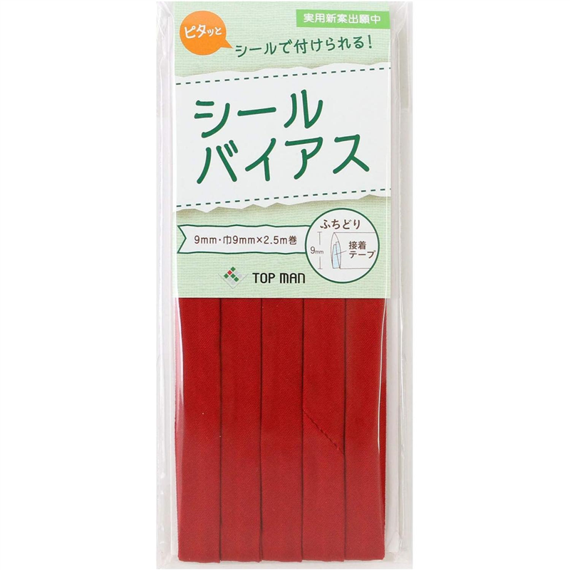 トップマン工業株式会社 シールバイアス 9mm巾 ダークレッド TM012-7 1枚(ご注文単位1枚)【直送品】