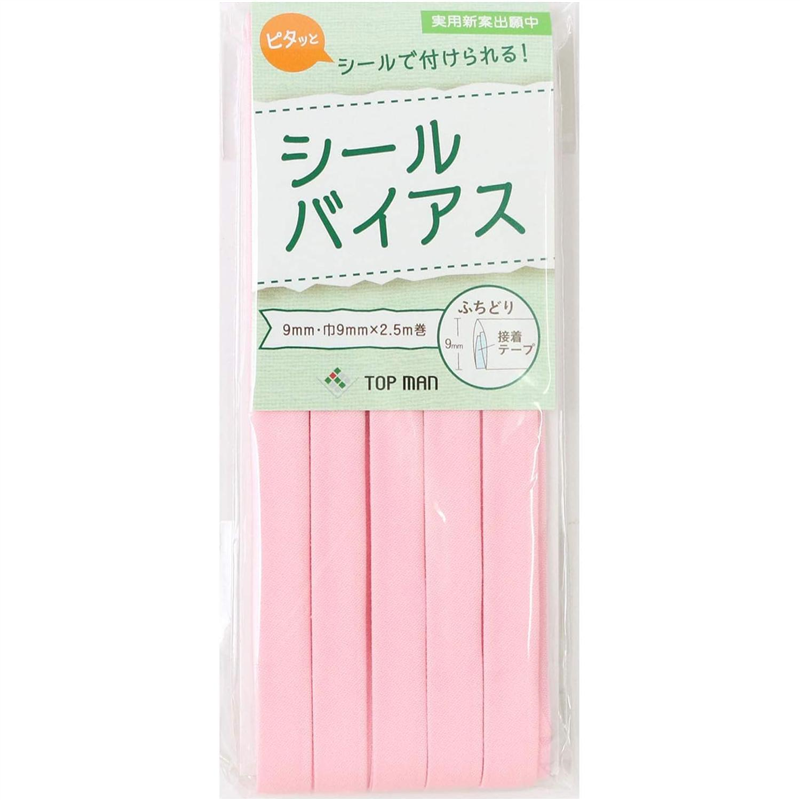 トップマン工業株式会社 シールバイアス 9mm巾 ベビーピンク TM012-10 1枚(ご注文単位1枚)【直送品】