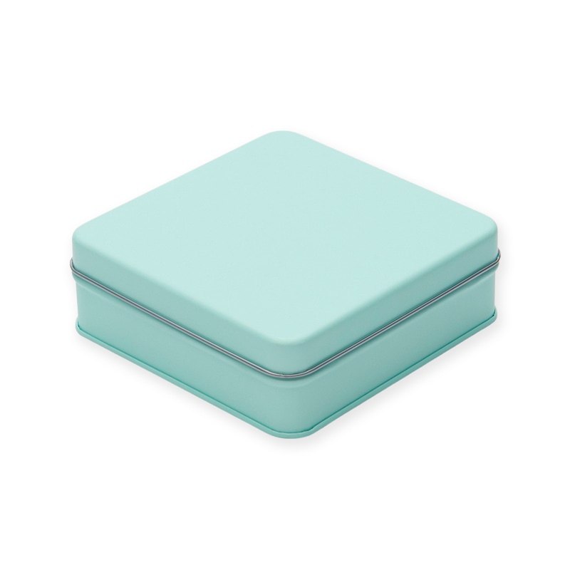 側島製罐 無地缶 キャンディ スクエア缶 ミントブルー 1個(ご注文単位60個)【直送品】