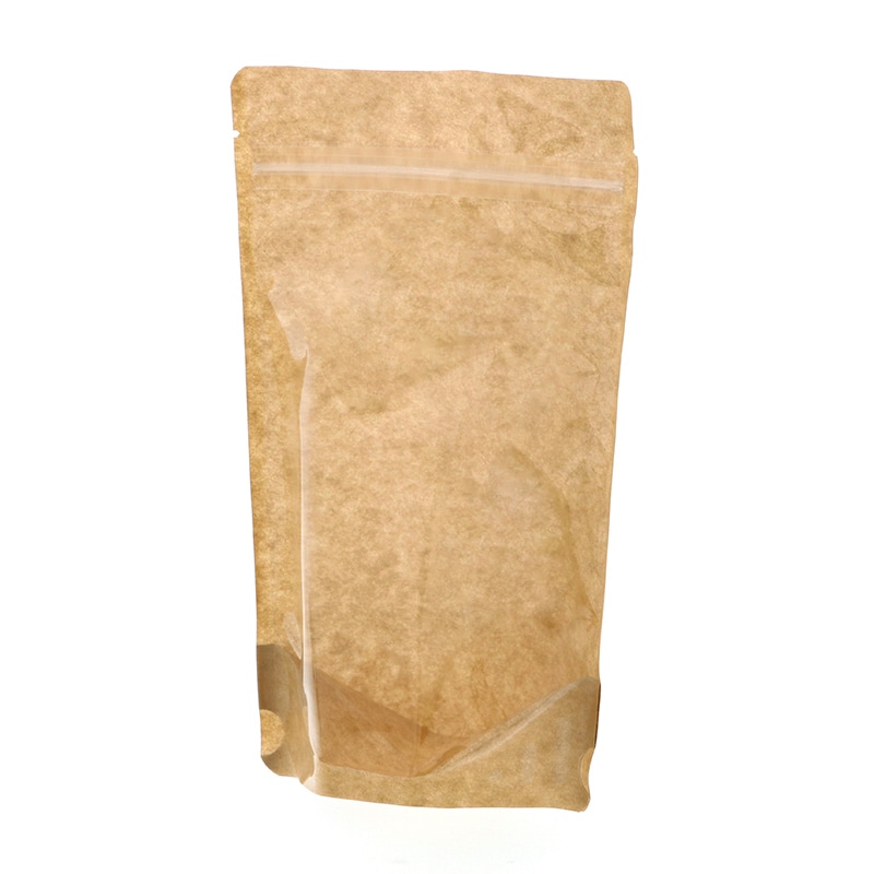 オリジナルショップ袋　ヘイコーポリおまけ付き HEIKO チャック付スタンド袋 OP14-22 クラフト 片面クリア 25枚/袋