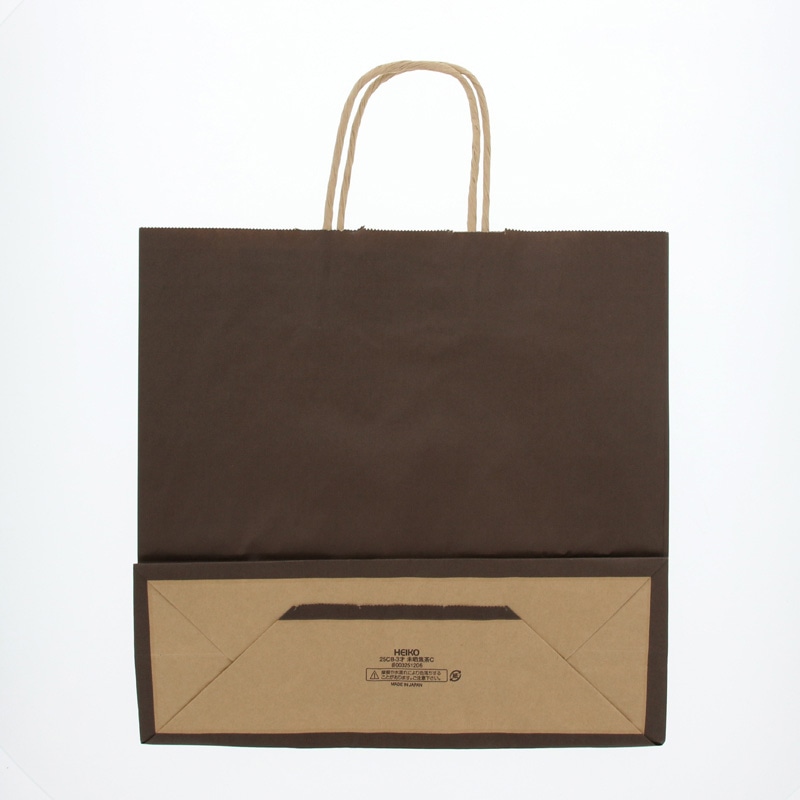 “送料無料/直送” 手提げ紙袋 3才 未晒焦げ茶C (巾320 マチ115 高さ310) 600枚 シモジマ HEIKO 手提げ紙袋 25チャームバッグ 25CB 3才 フラワー