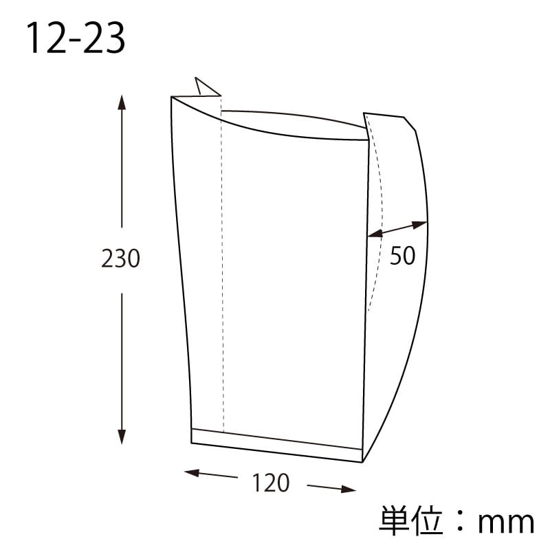 HEIKO 窓付ガゼットパック 12-23 筋入無地クラフト 100枚/袋 004180070