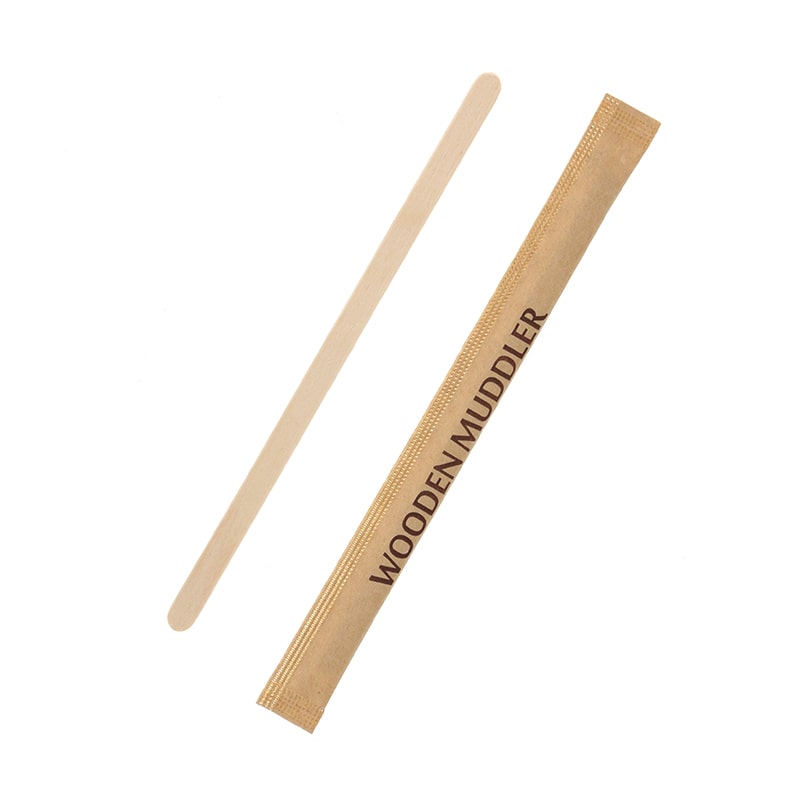 木製マドラ- 未晒包装 140mm 210001 100本/袋（ご注文単位100袋