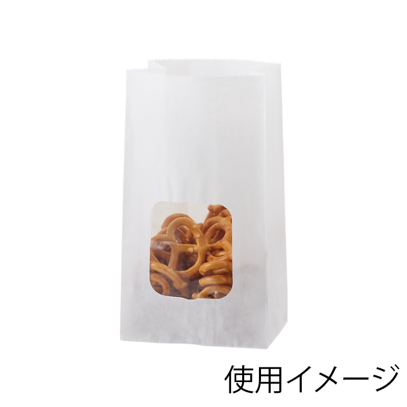 HEIKO 窓付耐油角底袋 9-6 白無地 100枚/袋 004738610 包装用品