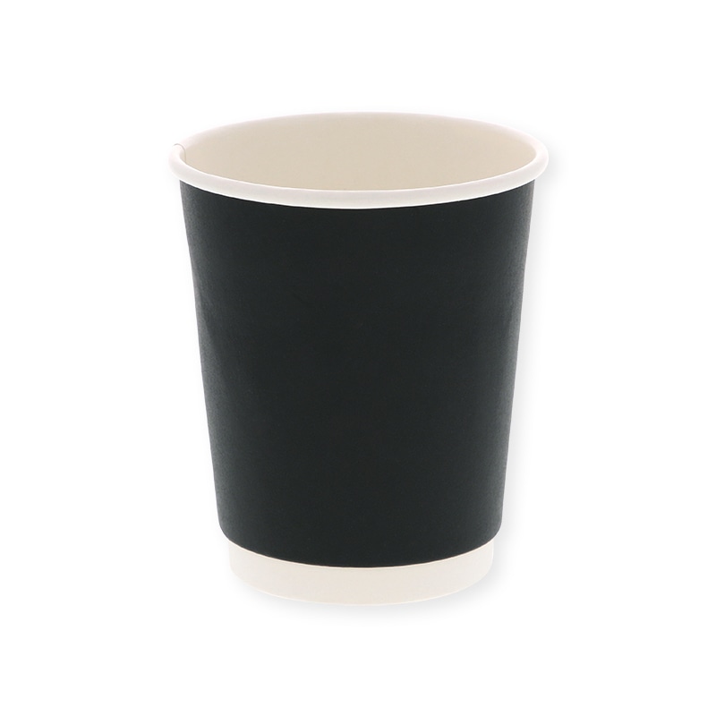 BMターゲット 紙コップ 断熱二重黒無地カップ 8オンス 80mm口径 25個/袋(ご注文単位40袋)【直送品】