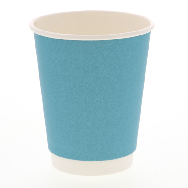 紙コップ 二重断熱カップ 12オンス(400ml) 口径90mm スカイブルー 25個/袋