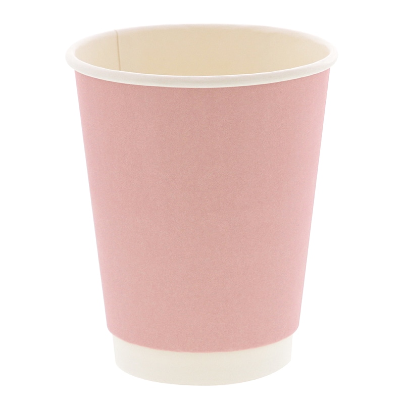 紙コップ 二重断熱カップ 12オンス(400ml) 口径90mm ピンク 25個/袋