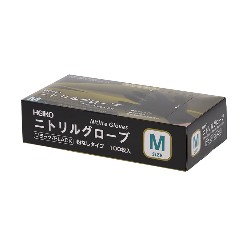 トロロ出品です。お問い合わせ頂きました商品です。ニトリルグローブ1セット HEIKO ニトリルグローブ ブラック M 粉なし 100枚/箱 004771356