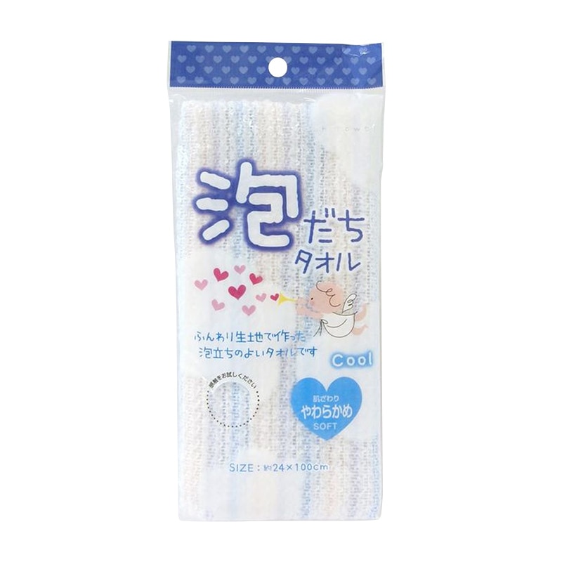 東和産業 Purest care 泡立ちタオル クール ブルー 1個(ご注文単位10個)【直送品】