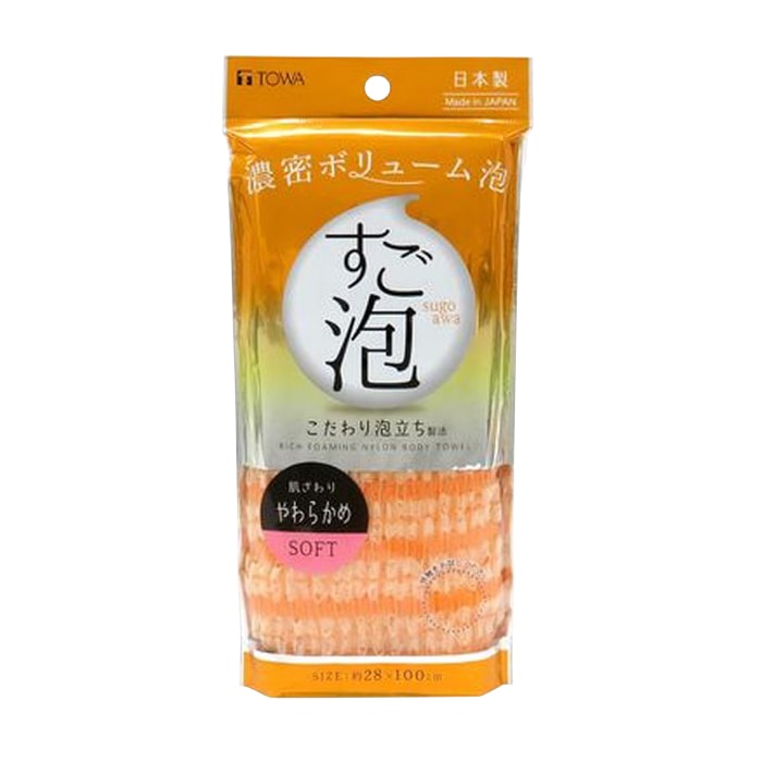 東和産業 すご泡4 ナイロンタオル やわらかめ オレンジ 1個(ご注文単位5個)【直送品】