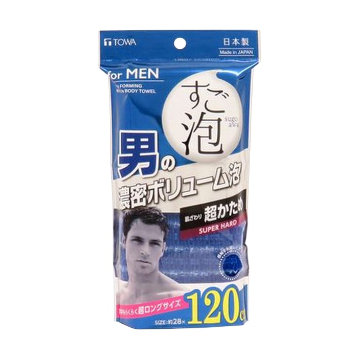 東和産業 すご泡4 メンズタオル 超ロング 超かため ネイビー 1個(ご注文単位5個)【直送品】