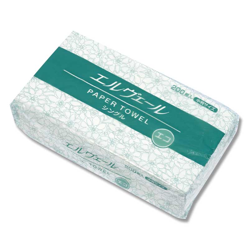 ペーパータオル エリエール 大王製紙 エルヴェール ペーパータオルエコスマート シングル200枚 中判 ×35袋 703510 大王製紙 エルヴェールペーパータオル エコシングル 小判