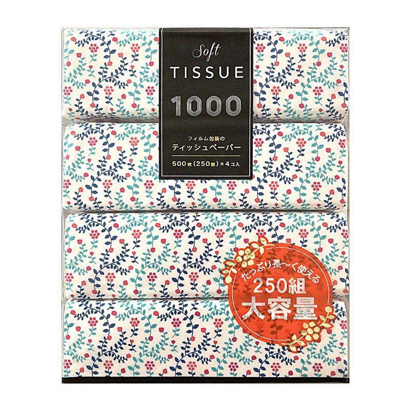 HA ソフトティシュ 花柄 500枚 250組 4個/パック（ご注文単位20