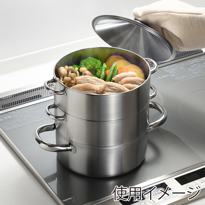 和平フレイズ 燕三 ステンレス三段蒸し器 IH対応 18cm EM-078 1個（ご
