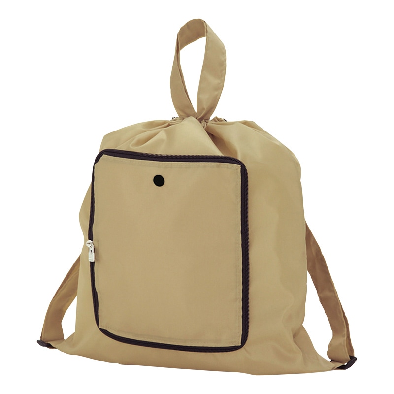 ラクスルクラフツ リュックバッグ 無地 ベージュ 90325073 10枚/袋（ご注文単位10袋）【直送品】