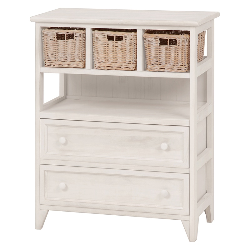 萩原 チェスト 幅60cm アンティークホワイト 引出しタイプ MCH-5216AW 1台(ご注文単位1台)【直送品】