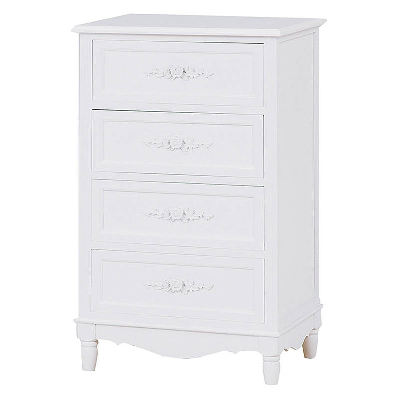 萩原 チェスト 幅50cm 4段 ホワイト MCH-8190-WH 1台(ご注文単位1台)【直送品】
