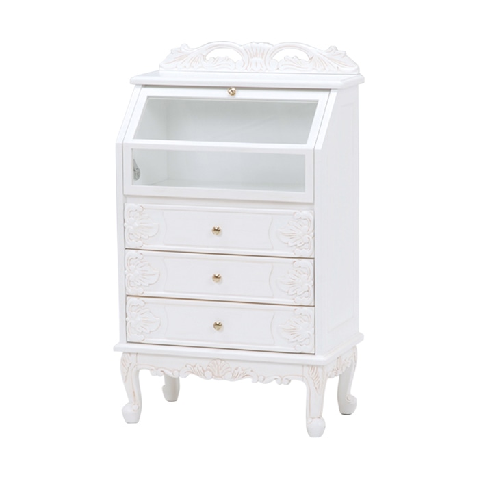 萩原 ガラスキャビネット 幅60cm アンティークホワイト RCC-1797AW 1台(ご注文単位1台)【直送品】