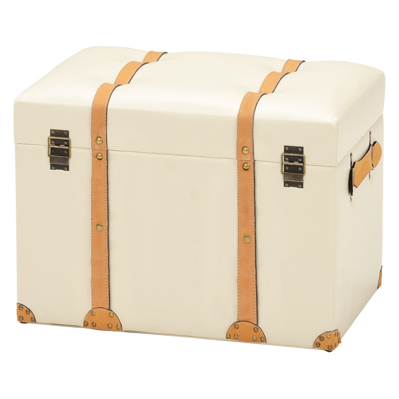 高田村交易所　桃＋　セット 萩原 トランク風収納スツール 幅60cm アイボリー MC-6001IV 1台