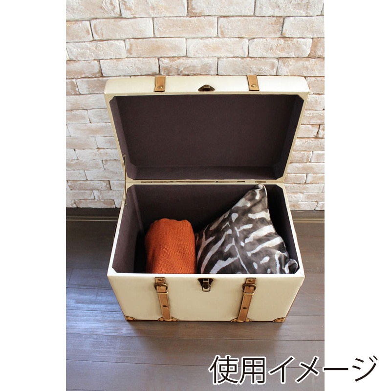 高田村交易所　桃＋　セット 萩原 トランク風収納スツール 幅60cm アイボリー MC-6001IV 1台