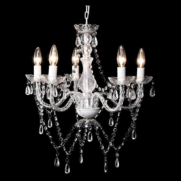 萩原 シャンデリア 5灯 電球付き クリア NL-8606CL 1台（ご注文単位1台