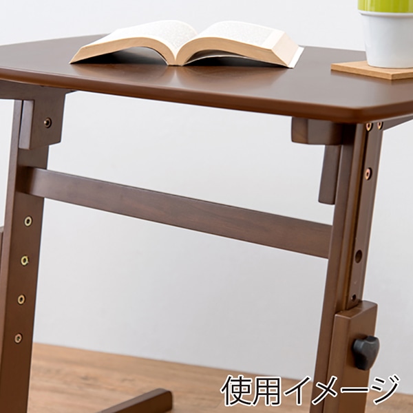 萩原 昇降テーブル 幅65cm ダークブラウン VT-7973DBR 1台（ご