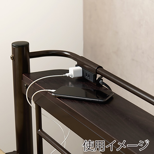 ☆ゲンシグラードンさん専用☆ホワイト ロフトベッド スチール製　引き渡し限定 萩原 カーテンが取り付けられるロフトベッド 高さ159cm ダーク