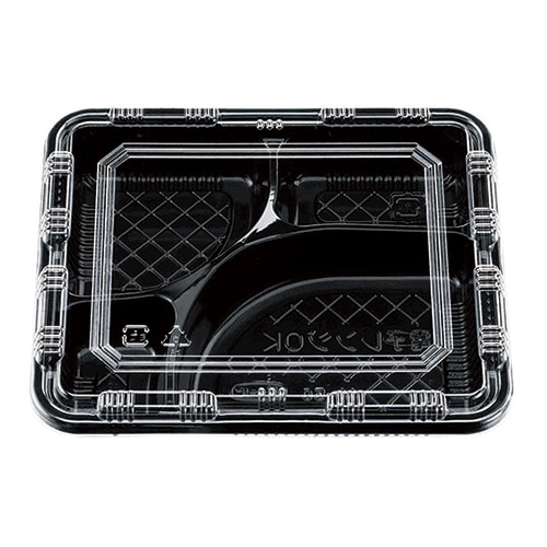 エフピコチューパ 弁当容器 M-50 本体・蓋セット 黒 100枚/袋（ご注文