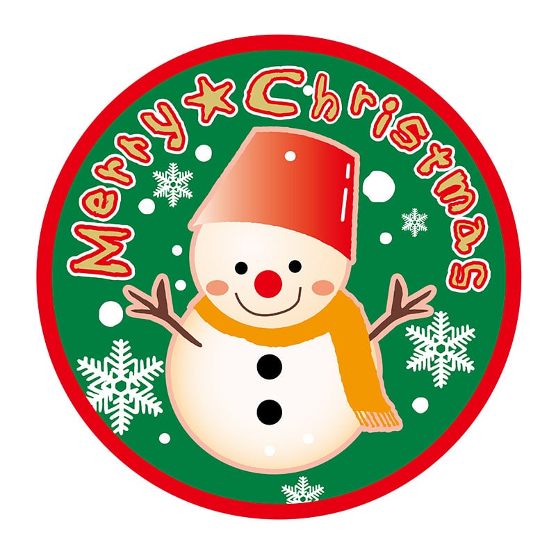 ヒカリ紙工 シール SMラベル 500枚入 GY021 Merry Christmas雪だるま 1袋(ご注文単位1袋)【直送品】