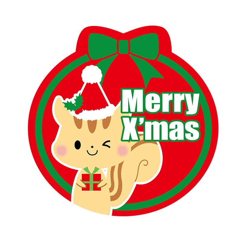 ヒカリ紙工 シール SMラベル 300枚入 GY174 Merry X’masリス 1袋(ご注文単位1袋)【直送品】