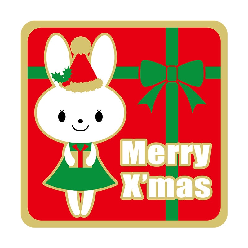 ヒカリ紙工 シール SMラベル 300枚入 GY175 Merry X’mas ウサギ 1袋(ご注文単位1袋)【直送品】