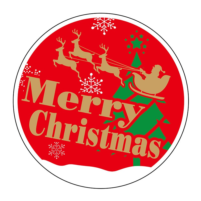 ヒカリ紙工 シール SMラベル 500枚入 GY176 Merry Christmas ソリ 1袋(ご注文単位1袋)【直送品】