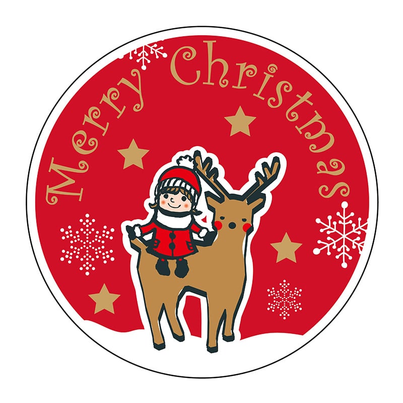ヒカリ紙工 シール SMラベル 500枚入 GY177 Merry Christmas シカ 1袋(ご注文単位1袋)【直送品】