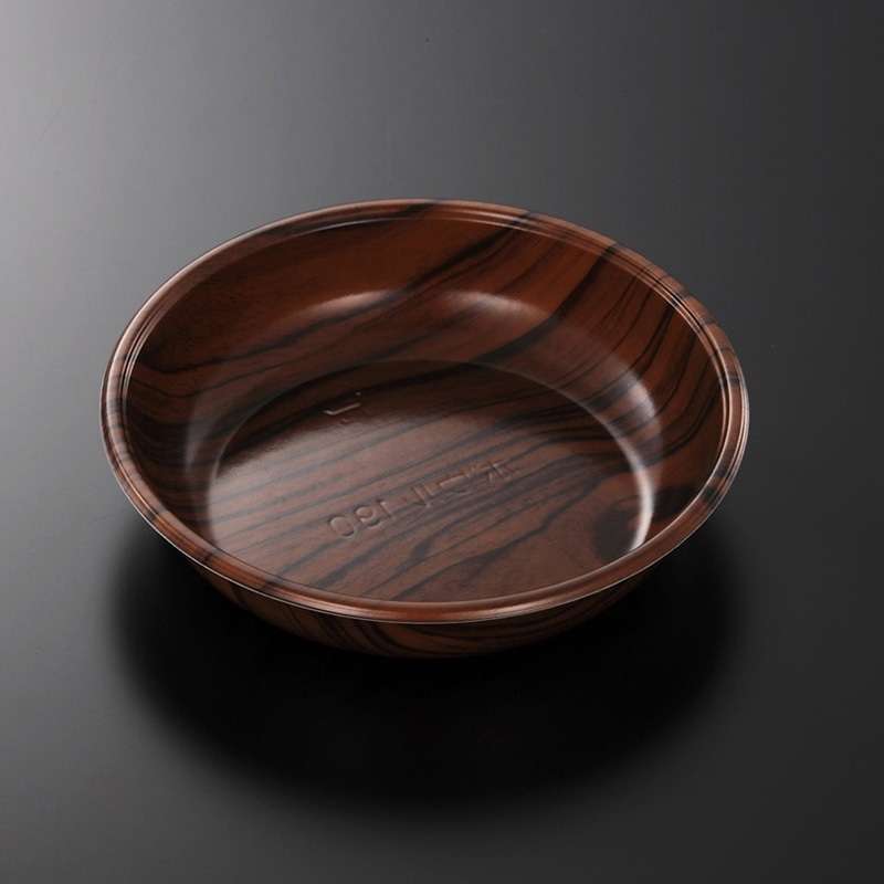 中央化学 サラダ容器 ボウル 本体 190 木理DBR両 50枚/袋(ご注文単位24袋)【直送品】