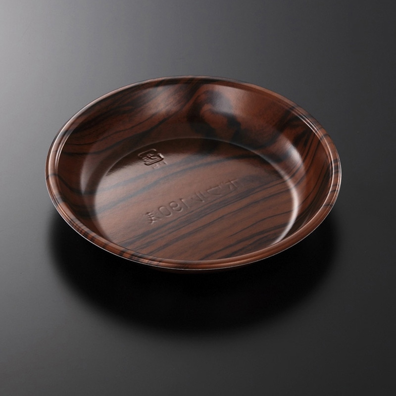 中央化学 サラダ容器 ボウル 本体 190浅 木理DBR両 50枚/袋(ご注文単位24袋)【直送品】