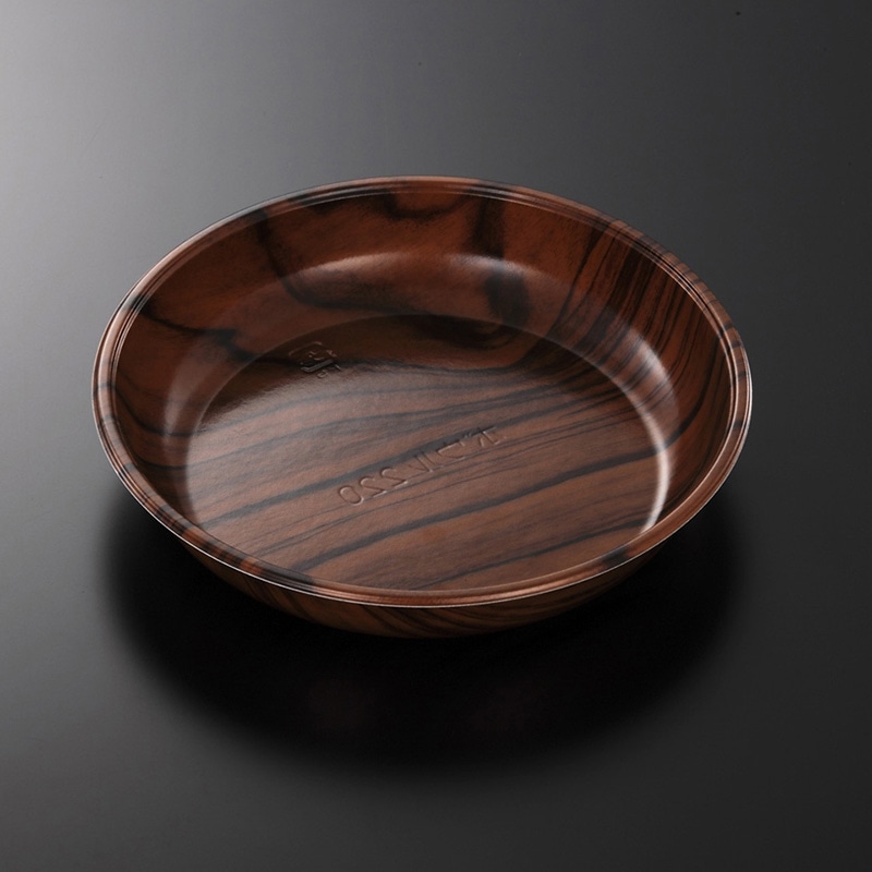 中央化学 サラダ容器 ボウル 本体 220 木理DBR両 50枚/袋(ご注文単位12袋)【直送品】