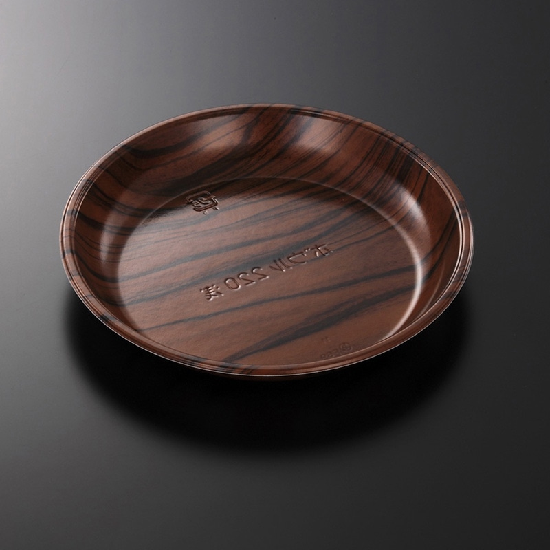 中央化学 サラダ容器 ボウル 本体 220浅 木理DBR両 50枚/袋(ご注文単位12袋)【直送品】