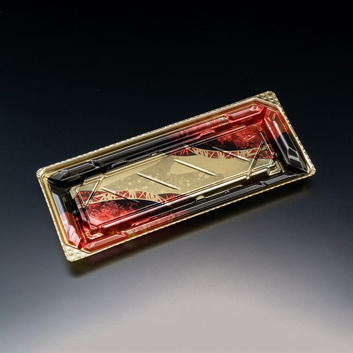 リスパック 寿司容器 バイオPET 美枠寿司 本体 1-5B FAPR092 あでやか赤 50枚/袋(ご注文単位16袋)【直送品】