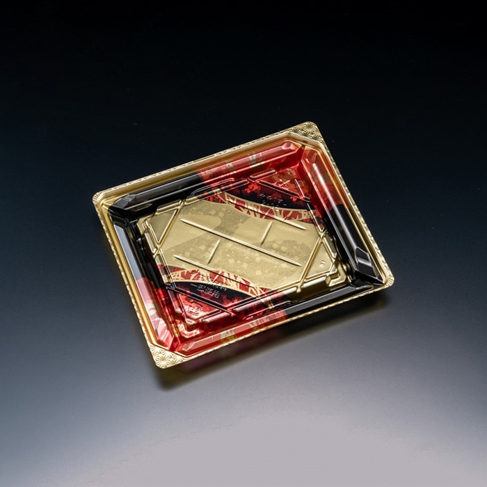 リスパック 寿司容器 バイオPET 美枠寿司 本体 2-3B FAPR242 あでやか赤 50枚/袋(ご注文単位16袋)【直送品】