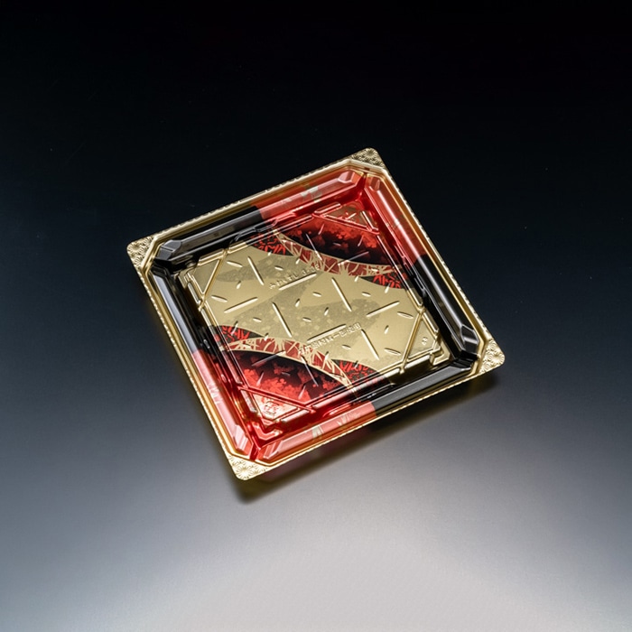 リスパック 寿司容器 バイオPET 美枠寿司 本体 3-3B FAPR422 あでやか赤 50枚/袋(ご注文単位12袋)【直送品】