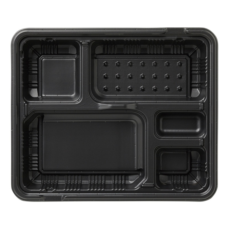 リスパック 弁当容器 バイオデリカやすらぎ 本体 80-1B RHDT401 黒 50枚/袋(ご注文単位8袋)【直送品】