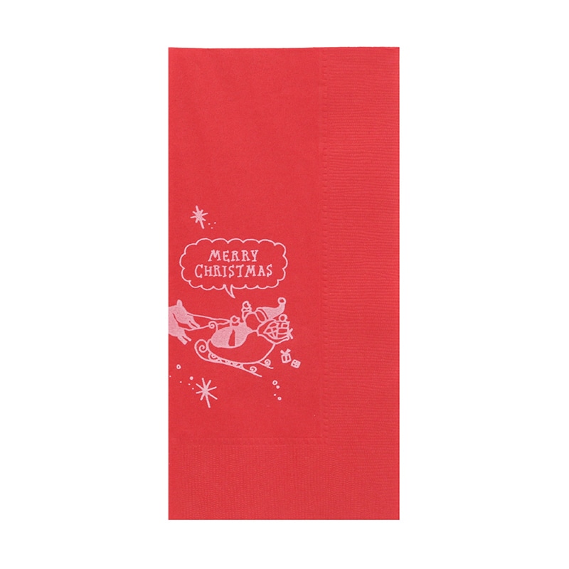 オリエンタル紙業 紙ナプキン クリスマス 2プライ 445mm角 8折 LUC-28 イタリアンレッド 50枚/束（ご注文単位20束）【直送品】