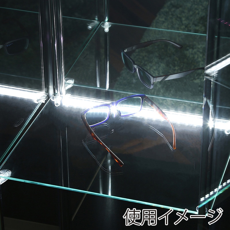不二貿易 ガラスコレクションケース 4段 LED 背面ミラー付き 1台