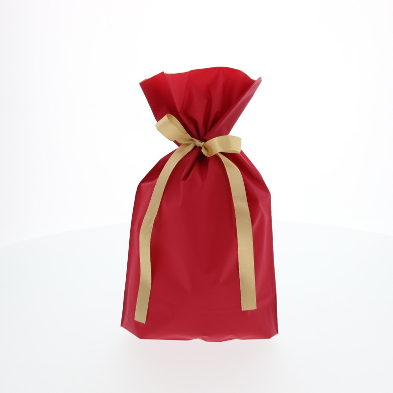 カクケイ ポリ巾着袋 梨地巾着袋 FK2404 S レッド 20枚/パック