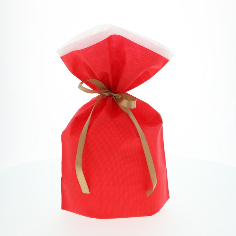 カクケイ 不織布巾着袋 FK3073 M レッド 10枚/パック